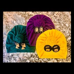 Head wraps and wooden earrings  - combo #1